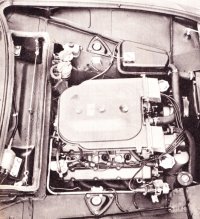 Early 2 litre car with fuel filter on fire wall